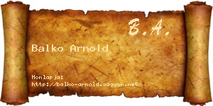 Balko Arnold névjegykártya